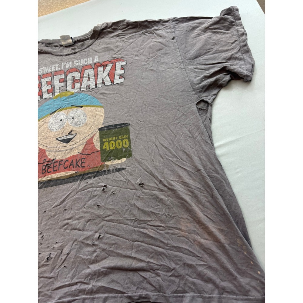 South Park Beefcake Cartman Distressed T-Shirt Grey 4XL Fifth Sun 2010 Thrashed - Picture 6 of 7